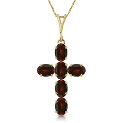 14k Yellow Gold 1.50ct Garnet Cross Necklace