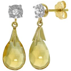 14k 6.0ct Citrine Earrings with Diamond Accent