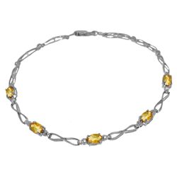 14K White Gold 1.15ct Citrine & Diamond Bracelet