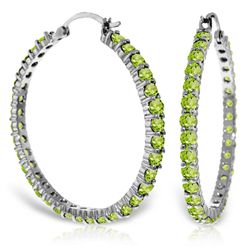 14K White Gold 6.0ct Round Peridot Hoop Earring