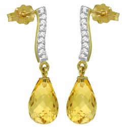4.50ct Citrine with Diamond Accent Earrings in 14k Gold