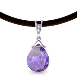 14K White Gold 6.50ct Amethyst & Diamond Necklace