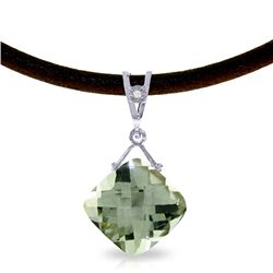 14K White Gold 8.75ct Green Amethyst & Diam. Necklace