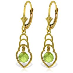 14k YG 1.25ct Peridot Stacked Heart Earrings