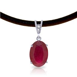 14K White Gold 7.5ct Oval Ruby & Diamond Necklace