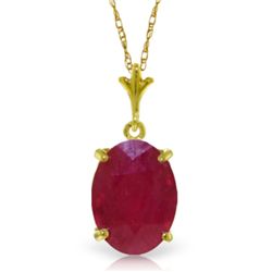 14k Yellow Gold 3.50ct Ruby Oval Necklace