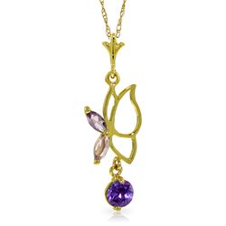 14k Yellow Gold Amethyst Butterfly Necklace