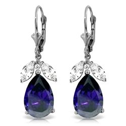 14K White Gold 9.3ct Sapphire & White Topaz Earring