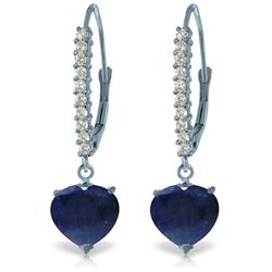 14k White Gold Sapphire & Diamond Heart Earrings