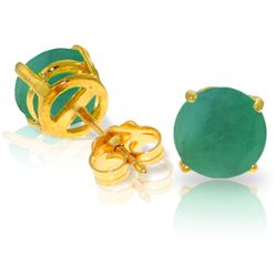 14k Yellow Gold 3.30ct Emerald Stud Earrings