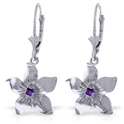14K White Gold .20ct Amethyst Flower Earring