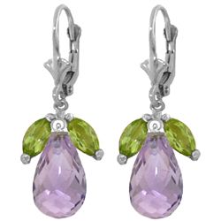 14k Gold 13.40ct Amethyst with Peridot Earrings