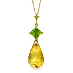 14k Yellow Gold 5.0ct Citrine and Peridot Necklace