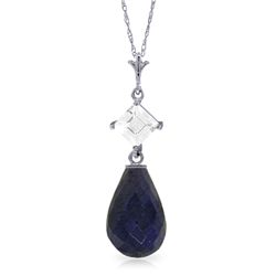 14k WG 8.80ct Sapphire & White Topaz Necklace