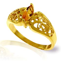 14k Yellow Gold 0.20ct Citrine Filigree Ring