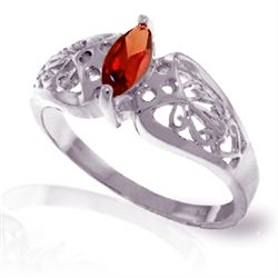 14K White Gold .20ct Garnet FILIGREE Ring