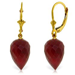 26.10ct Briolette Ruby Earrings in 14k Yellow Gold