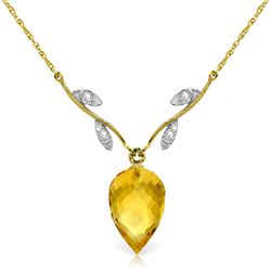 14k YG 9.50ct Citrine & Diamond Necklace