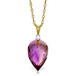 14k YG 9.50ct Amethyst & Diamond Accent Necklace