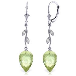 14k WG 19.0ct Green Amethyst & Diamond Earrings