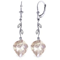 14K WG DIAMONDS & 25.60ct WHITE TOPAZ  EARRING