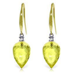 14k YG 18.0ct Lemon Quartz & Diamond Earrings