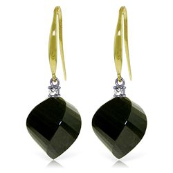 14k YG 31.0ct Spiral Black Spinel & Diamond Earrings