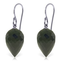 14k White Gold 24.50ct Briolette Black Spinel Earrings