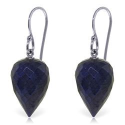 14k White Gold 25.80ct Briolette Sapphire Earrings
