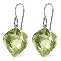 14k White Gold 26.0ct Green Amethyst Fish Hook Earrings