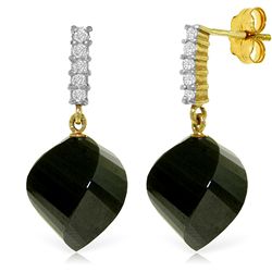 14K DIAMOND & 31.0ct TWISTED BLACK SPINEL EARRING