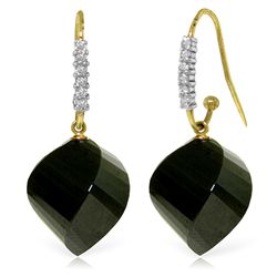 14k YG 31.0ct Black Spinel & Diamond Earrings