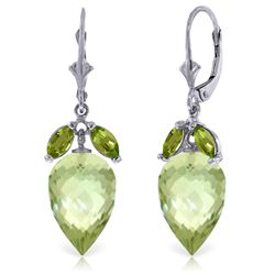 14K White Gold 19.0ct Amethyst & Peridot Earring