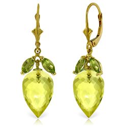 14k YG 18.0ct Lemon Quartz & Peridot Earrings