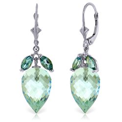 14k White Gold Blue Topaz Briolette Earrings