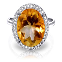 5.28ct 14k White Gold Heart & Soul Citrine Diamond Ring