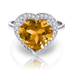 3.24ct 14k White Gold Ring Diamond Heart Citrine