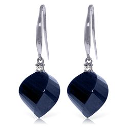 14K White Gold 30.5ct Sapphire & Diamond Hook Earring
