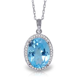 14k Solid Gold 7.40ct Blue Topaz & Diamond Necklace