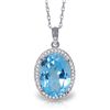 Image 1 : 14k Solid Gold 7.40ct Blue Topaz & Diamond Necklace
