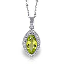 14k Solid Gold 2.0ct Peridot & Diamond Necklace