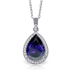 14k Solid Gold 5.10ct Sapphire & Diamond Necklace