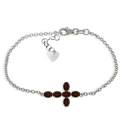 1.7ct 14k White Gold Cross Bracelet Natural Garnet
