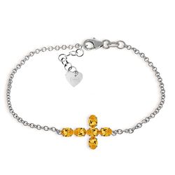 14K White Gold 1.70ct Oval Citrine Cross Bracelet