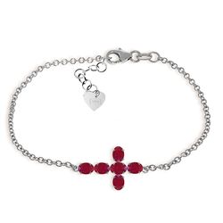 1.7ct 14k White Gold Horizontal Cross Ruby Bracelet