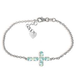 1.7ct 14k White Gold Cross Bracelet Natural Aquamarine