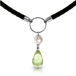 7.5ct 14k White Gold Necklace Pearl Green Amethyst