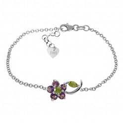 14K WG 0.63ct AMETHYST & PERIDOT FLOWER BLACELET