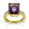 Image 1 : 14K YG DIAMONDS & 5.60ct OCTAGON AMETHYST RING