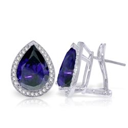 14K White Gold 10.20ct Pear Sapphire & Diamond Earring